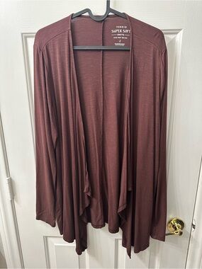 Torrid Cardigan Open Front Super Soft Knit Drapey Long Sleeve Brown 2X